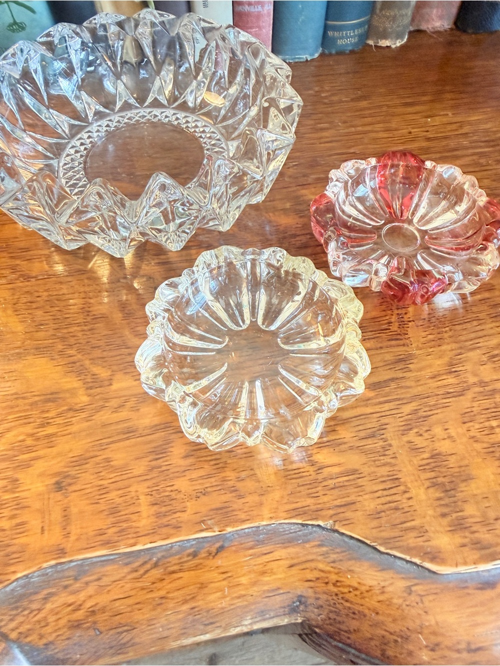 3 Vintage Anchor Hocking Glass Ashtrays Ruby Red and Clear - Picture 17 of 17